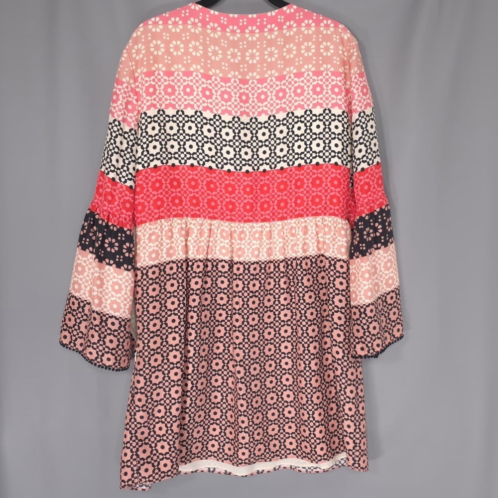 DEREK LAM 10 CROSBY Women's Tunic Dress 12 100% Silk Geometric Print Boho - Picture 6 of 13